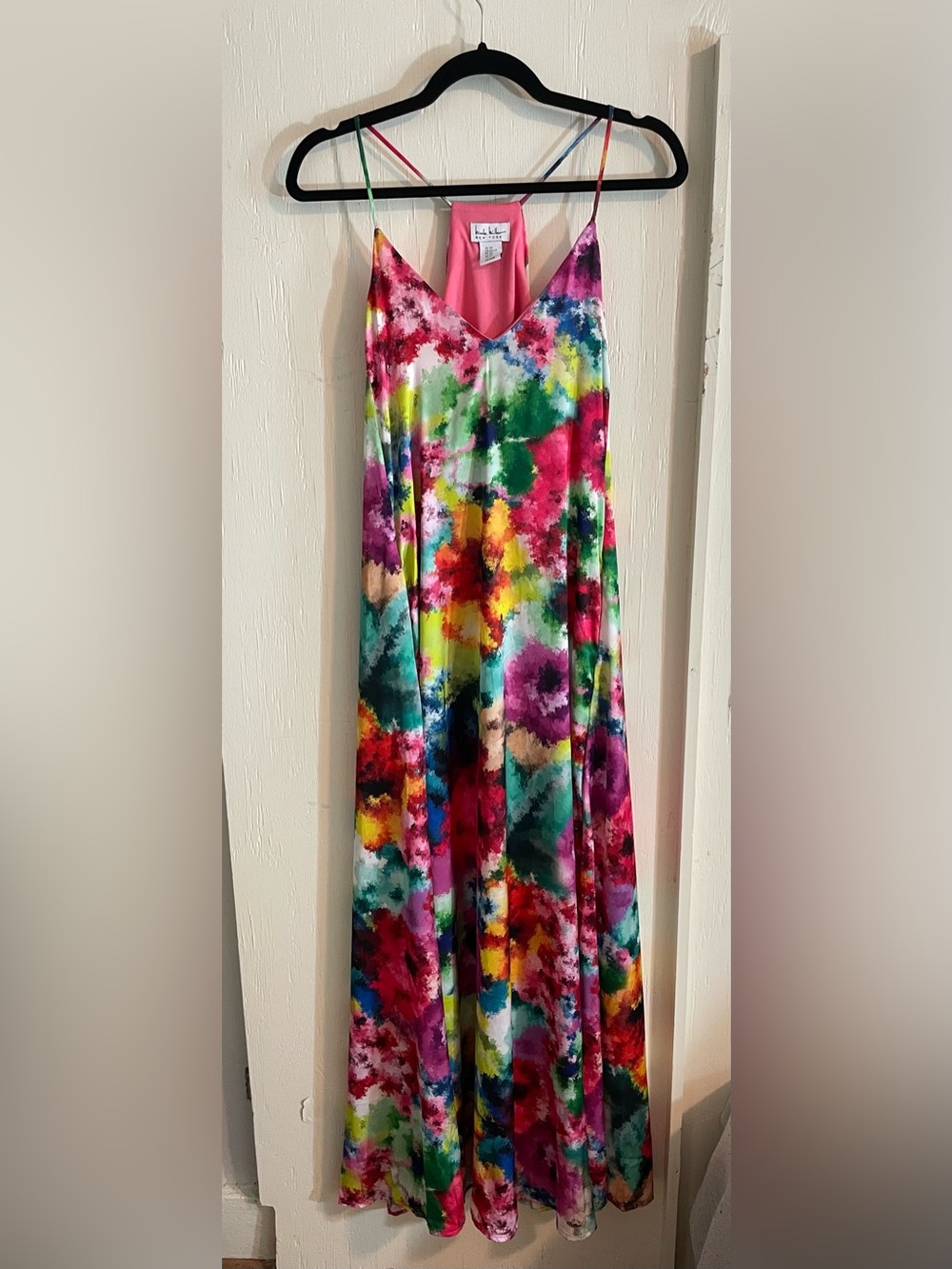 Anthropologie silky bright watercolor maxi dress, Nicole Miller